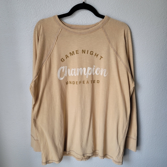 aerie Tops - NWT Aerie Game Night Champion Long Sleeve Graphic Tee, Medium, Mustard Yellow